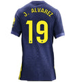 J. Alvarez Navy blue sports jersey with yellow text and numbers on a white background